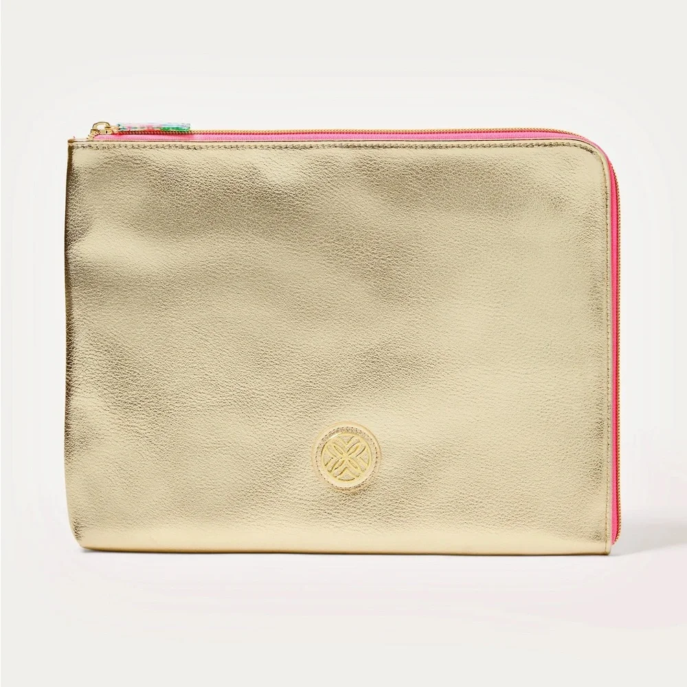 Lilly Pulitzer luxury gold travel/tablet/storage Zip Pouch ⭐️Accessory bag⭐️